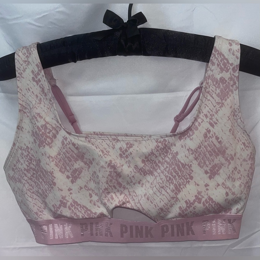 Victoria’s Secret PINK Sports Bra Pink Snake Print. Size XL.